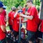 Scout Troop 121 help build the fence